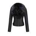 Giolshon Women's Faux Leather Coat Moto Bike Jacket with Faux Fur Collar for Winter XXXL