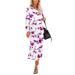 Sexy Dance Autumn Ladies Holiday Crew Neck Floral Midi Dress Boho Split A Line Dress Womens Crew Neck Split T Shirt Dress Long Sleeve Tie Dye Swing Dress