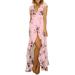 New Women's Vintage Party Floral Printed Beach Maxi Dress Full Back Long Ukraine Strappy Cut Out Split Strap V Neck Dress