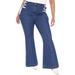 Scvgkk Women's Plus Size Tied High Waist Solid Color Wide Leg Denim Pants