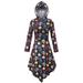 Juniors Midi Dress Casual Halloween Hooded Dress Long Sleeve Pumpkin Printed Dress Party Dress Skull Vintage Swing Retro Rockabilly Cocktail Party Dress