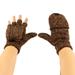 Men's Thinsulate 3M Thick Wool Knitted Half Mitten Suede Palm Gloves (S/M Brown)