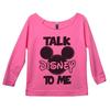 Womens Mickey Mouse 3/4 Sleeve â€œTalk Disney To Me" Disney World Sweat Shirt Gift Medium, Pink