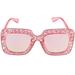 HEMOTON Women Oversized Square Crystal Rhinestone Thick Frame Sunglasses UV Protection Sunglasses (Pink Frame Sakura Pink Lens)