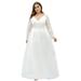 Ever-Pretty Women's Floral Lace Sleeveless Wedding Party Dress Plus Size Evening Gowns 07072 White US16