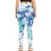 SEASUM High Waist Yoga Leggings For Women Tummy Control Tie Dyed Yoga Pants Scrunch Butt Lift Textured Workout Running Pants Sky Blue XL