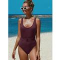 SAYFUT Womens One Piece Swimsuit Slimming High Cut Bathing Suits Adjustable Round-Neck Swimwear Beachwear