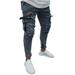 Spftem Mens Stretch Denim Pant Distressed Ripped Freyed Slim Fit Pocket Jeans Trousers
