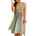 UKAP Women Tie Dye Short Dress Crew Neck Casual Sundress Sleeveless Pleated Mini Dress