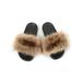 Womens Fur Slides Fluffy Slides faux fur slides Furry Open toe Slippers Size US