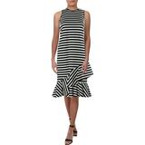 Lauren Ralph Lauren Womens Striped Asymmetrical Flounce Dress