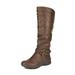 Dream Pairs Women Pull On Flat Winter Mid Calf Knee High Snow Riding Boots Shoes TORKA BROWN Size 11