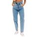 FASHIONWT Women Straight Boyfriend Jeans Elastic Waist Jeans Casual Denim Pants