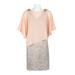 Decode Boat Neck Embellished Shoulder Chiffon Cape Sleeve Zipper Back Floral Metallic Lace Dress-BLUSH SILVER