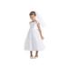 Sweet Kids Little Girls White Satin Lace Pearl Brooch Flower Girl Dress