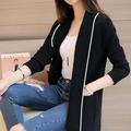 Cocloth Turn Down Collar Open Stitch Cardigan Women Black Grey Red Long Jackets Long Sleeve Autumn Winter Coat Women