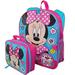 Minnie Mouse Girls' Backpack Lunch Bag Set 2pc 16" Kids School Bag Plus Bonus Water Bottle, Blue