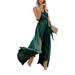 Women's V Neck Sleeveless Maxi Dress Lace Up Waist Pleated Party Beach Cocktail Long Skirt