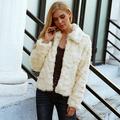 Suzicca Women Faux Fur Coat Jacket Long Sleeves Turn-down Collar Furry Casual Overcoat Outwear