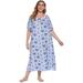 Spring Plus Size Ladies Short Sleeve Printed Floral Nightdress Casual Long Dress Sleepwear Homewear