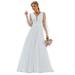 Ever-Pretty Women's V Neck Tulle Floor Length Applique Formal Dress 00230 White US18