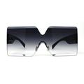 Womens Rimless Shield Rectangular Mod Butterfly Sunglasses Black Smoke