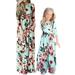 Colisha Summer Floral Dress for Women Girls Boho Beach Crewneck Empire Waist Printed Dress Maxi Sundress Green Women L