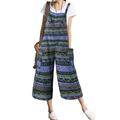 Citgeett Women's Loose Baggy Wide Leg Floral Denim Overalls Jumpsuit Harem Pants