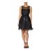 BETSEY JOHNSON Womens Black Belted Polka Dot Sleeveless Illusion Neckline Above The Knee Fit + Flare Party Dress Size 6