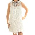 Kensie Womens High-Neck Lace Shift Dress