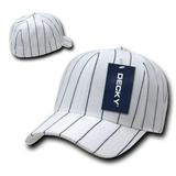Pin Striped Fitted Caps, White, 6 3/4