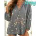 Women's Large Size Loose Blouse Ladies Blouse Tops Casual V-neck Nine-point Sleeve Shirts