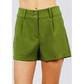 Women's Junior Dressy High Waisted Solid Green Shorts 50203