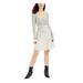 GUESS Womens Beige Striped Long Sleeve Scoop Neck Knee Length Fit + Flare Dress Size S