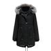 Womens Winter Warm Hooded Anorak Jacket Heavyweight Thicken Long Parka Jacket Trench Coat Zip Up Outerwear Jacket