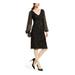 ADRIANNA PAPELL Womens Black Sequined Zippered Long Sleeve V Neck Knee Length Sheath Cocktail Dress Size 4