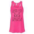 Women's Funny Tank Top "I Work Hard So My Cat Can Live A Better Life" Shirts Large, Neon Pink