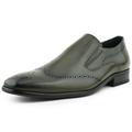 Amali Mens Perforated Wing Tip Patent Vico Oxford Loafer Slip On Dress Shoe Olive Size 9.5