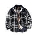 HIMONE Mens Plaid Button Down Jacket Sherpa Lined Casual Thickened Reversible Outdoor Flannel Shirt Jacket