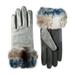 Isotoner Women's Stretch Leather Touchscreen Gloves Faux-Fur Cuff (SM)