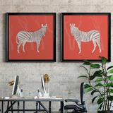 Dakota Fields Plains Zebra I - 2 Piece Picture Frame Painting Print Set on Canvas, in Gray/Green/Orange | 30.5 H x 61 W x 1.5 D in | Wayfair