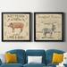 August Grove® Animal Farm Collection III Animal Farm Collection III - 2 Piece Picture Frame Print Set Canvas in Brown/Gray/Indigo | Wayfair