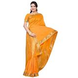 Pumpkin - Benares Art Silk Sari / Saree/Bellydance Fabric (India)