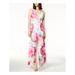 CALVIN KLEIN Womens White Gown Floral Print Spaghetti Strap V Neck Maxi Dress Size: 8