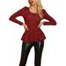 Allegra K Women's Leopard Printed Scoop Neck Long Sleeves Peplum Top