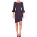 Alex Evenings Womens Draped Embellished Wrap Dress Purple 6