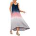 Summer Maxi Dresses for Women Tie Dye Beach Sundress Long Dress V Neck Casual Dresses Striped Cocktail Evening Party Backless Sexy Cami Dress Witk Pocket