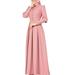 Womens Islamic Muslim Button Down Dresses Party Maxi Dress Long Sleeve Vintage