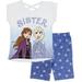 Frozen 'Sister Love' Crisscross Back Tee & Blue Snowflake Bike Shorts 2PC Set- White/Blue - Sizes 4, 5, 6, 6X