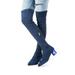 Women Boots Over Knee Long Boots Fashion Boots Heels Autumn Quality Suede Comfort Square Heels Blue 6